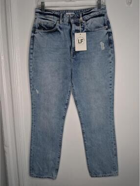 Lovers And Friends Reece Jeans Womens 29 Blue High Rise Straight Distressed